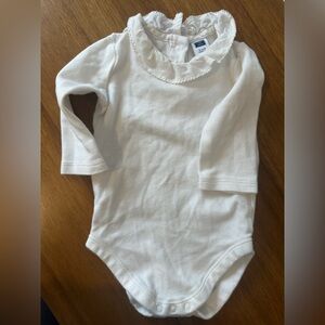 Janie and Jack White Long Sleeve Baby Onesie